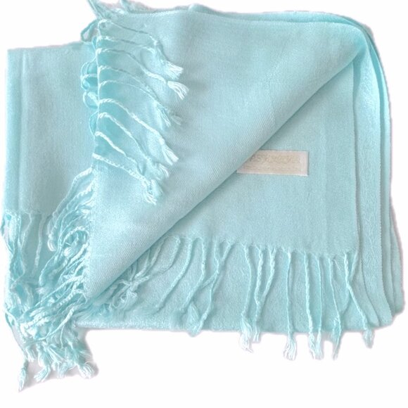 Women's Pale Blue Pashmina Wrap Beautiful Summer Shawl Spring Scarf EC - Picture 9 of 10